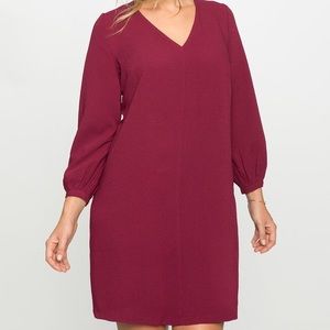 Eloquii gathered sleeve v neck dress